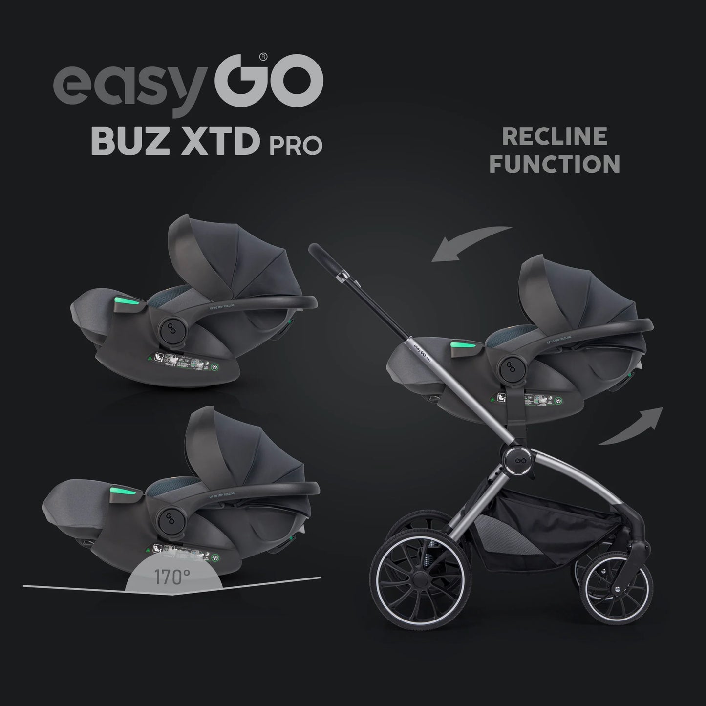 EasyGo Buz XTD Pro + Buz Pro Body 2in1 autósülés szett ISOFIX bázissal – Granito