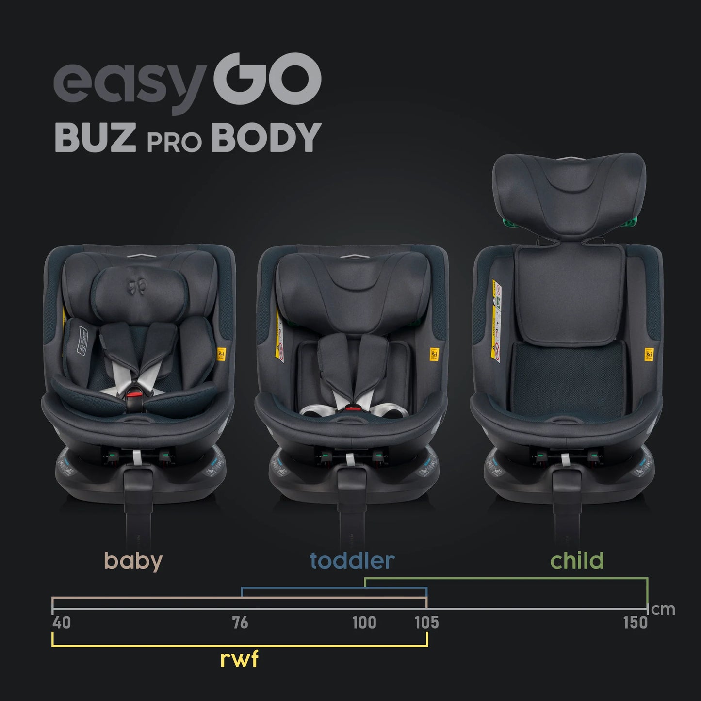 EasyGo Buz XTD Pro + Buz Pro Body 2in1 autósülés szett ISOFIX bázissal – Granito