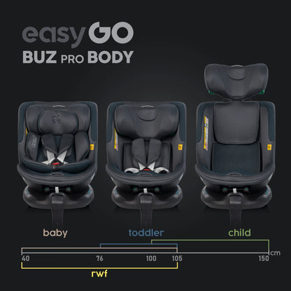 EasyGo Buz XTD Pro + Buz Pro Body 2in1 autósülés szett ISOFIX bázissal – Granito