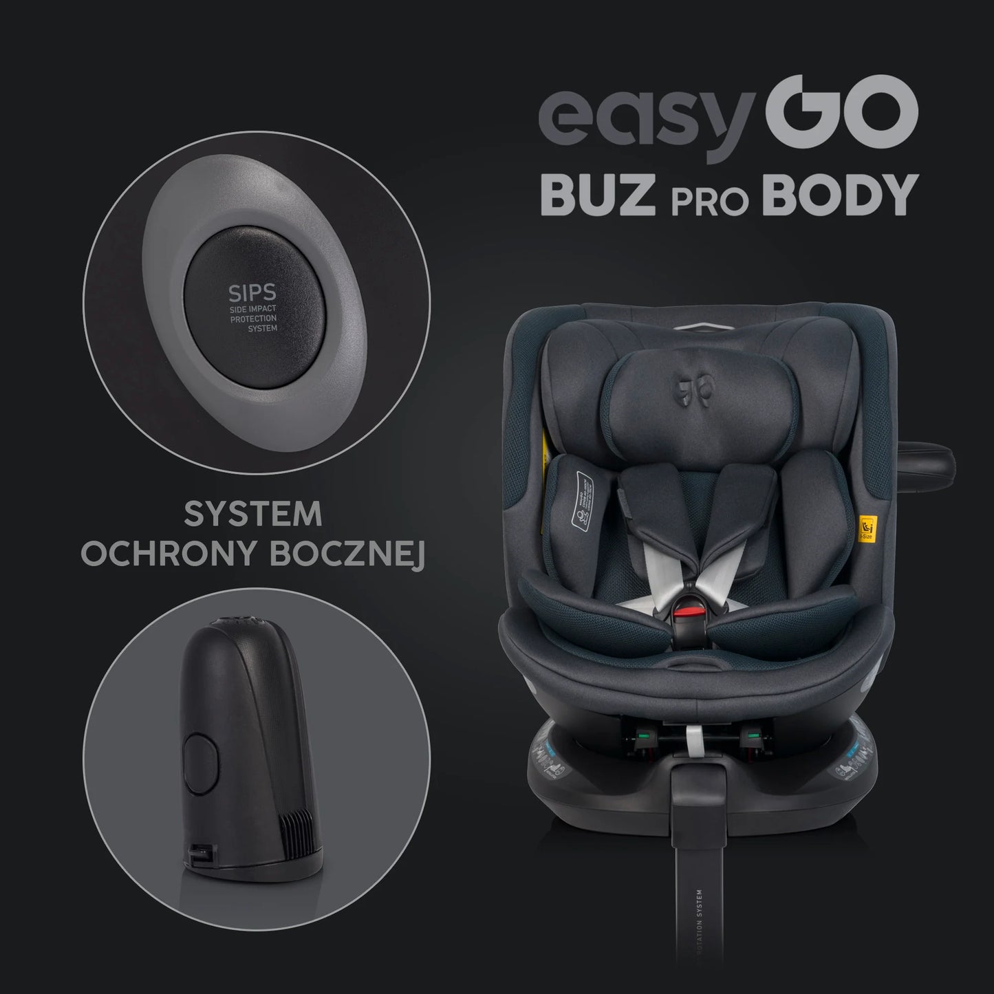 EasyGo Buz XTD Pro + Buz Pro Body 2in1 autósülés szett ISOFIX bázissal – Granito