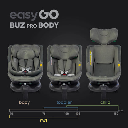 EasyGo Buz XTD Pro + Buz Pro Body 2in1 autósülés szett ISOFIX bázissal – Greener