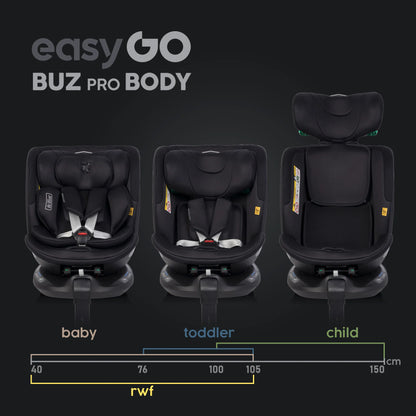 EasyGo Buz XTD Pro + Buz Pro Body 2in1 autósülés szett ISOFIX bázissal – Ink
