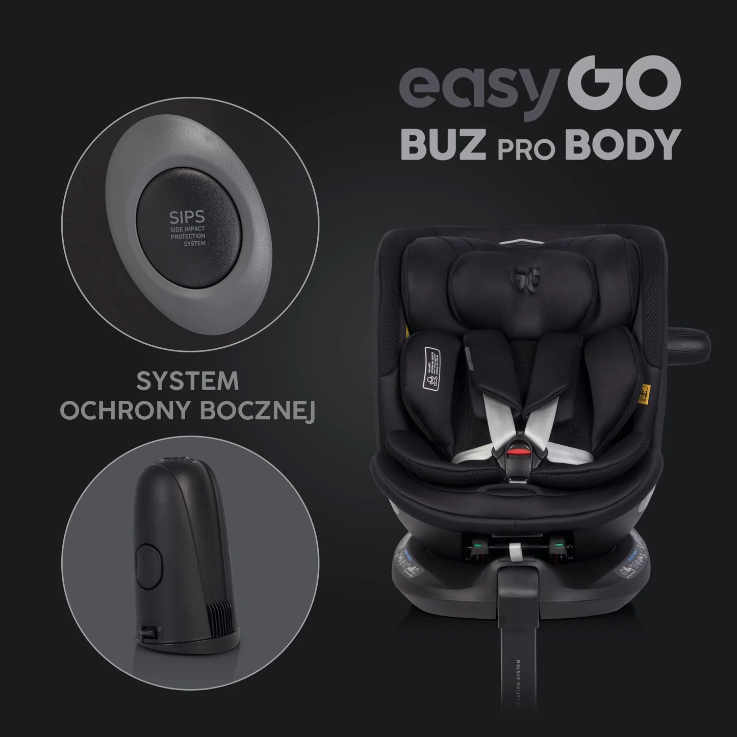 EasyGo Buz XTD Pro + Buz Pro Body 2in1 autósülés szett ISOFIX bázissal – Ink