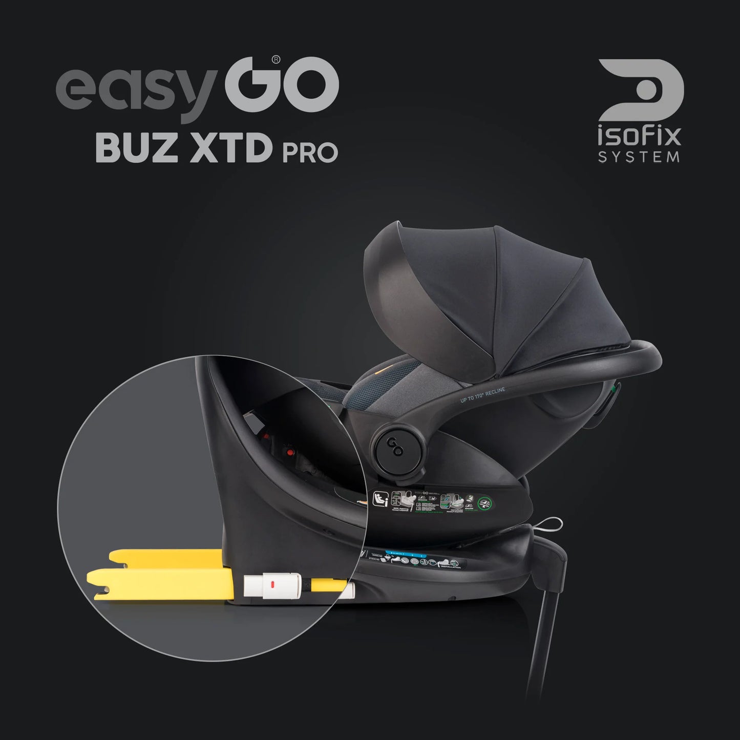 EasyGo Buz XTD Pro i-Size autóshordozó ISOFIX bázissal – Granito