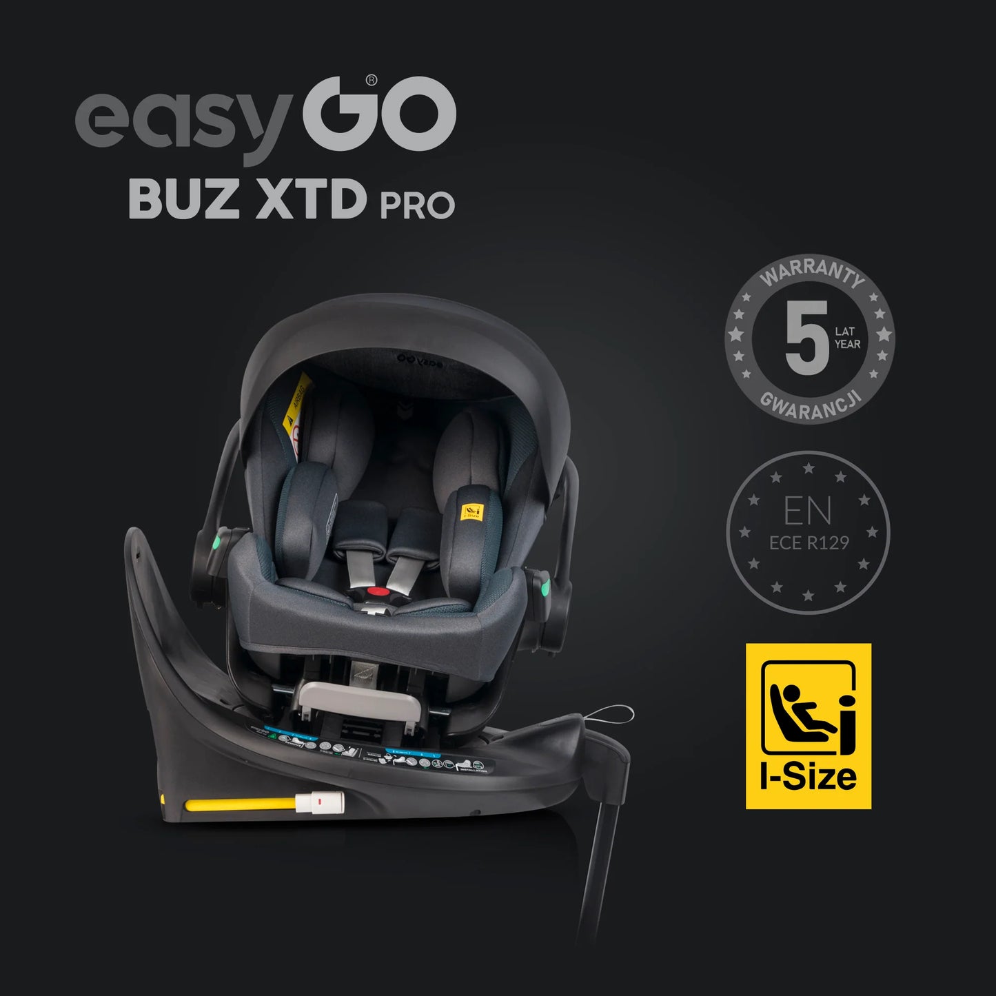 EasyGo Buz XTD Pro i-Size autóshordozó ISOFIX bázissal – Granito