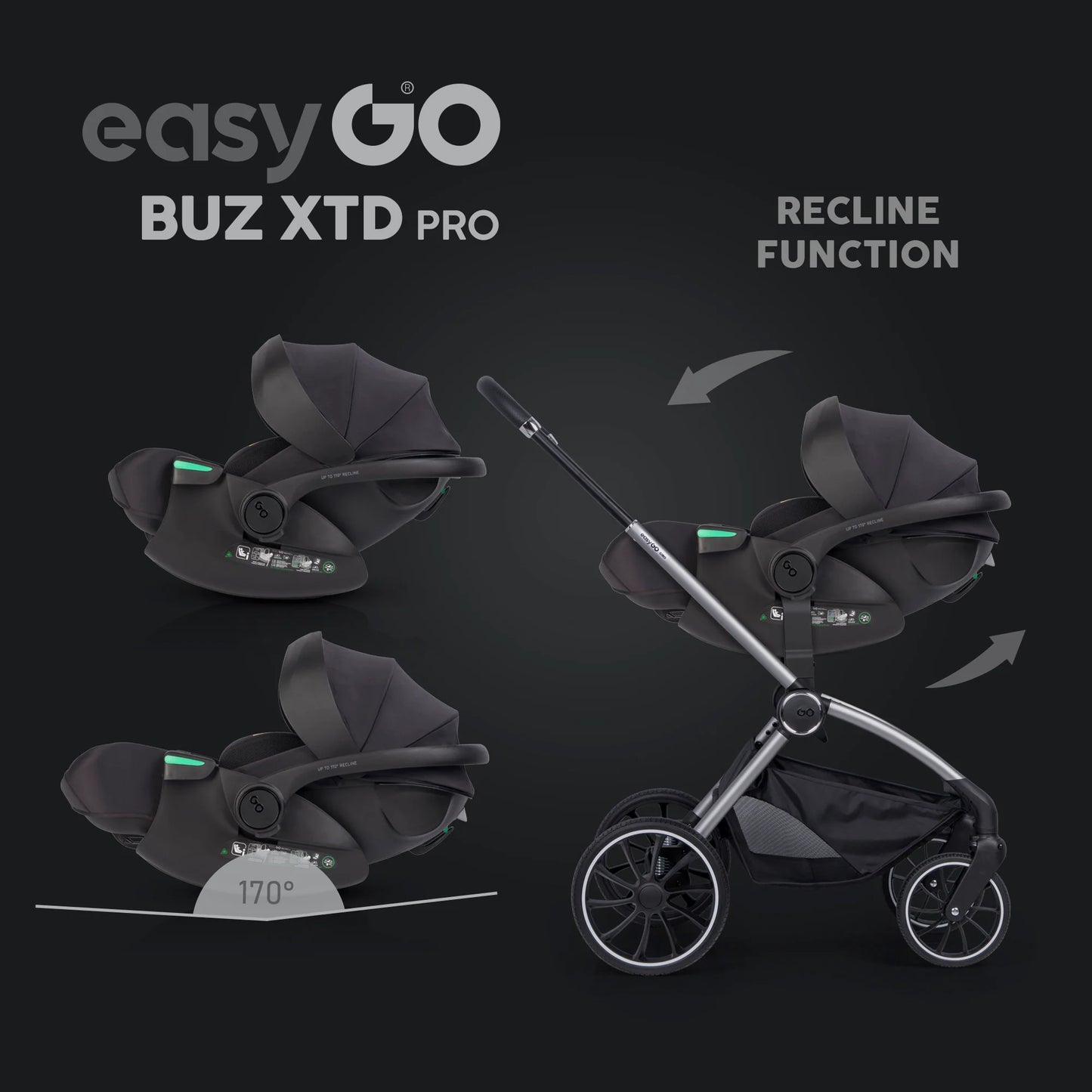 EasyGo Buz XTD Pro i-Size autóshordozó ISOFIX bázissal – Ink