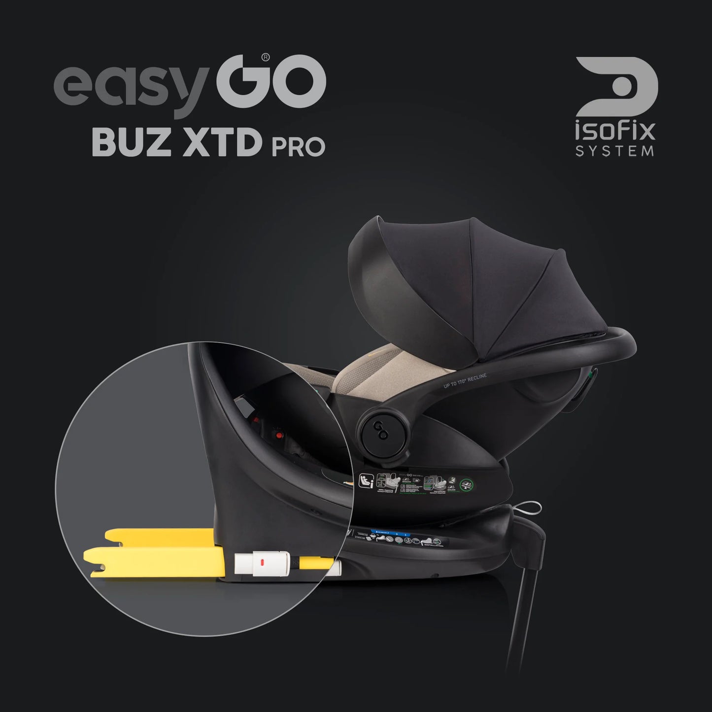 EasyGo Buz XTD Pro i-Size autóshordozó ISOFIX bázissal – Taupe