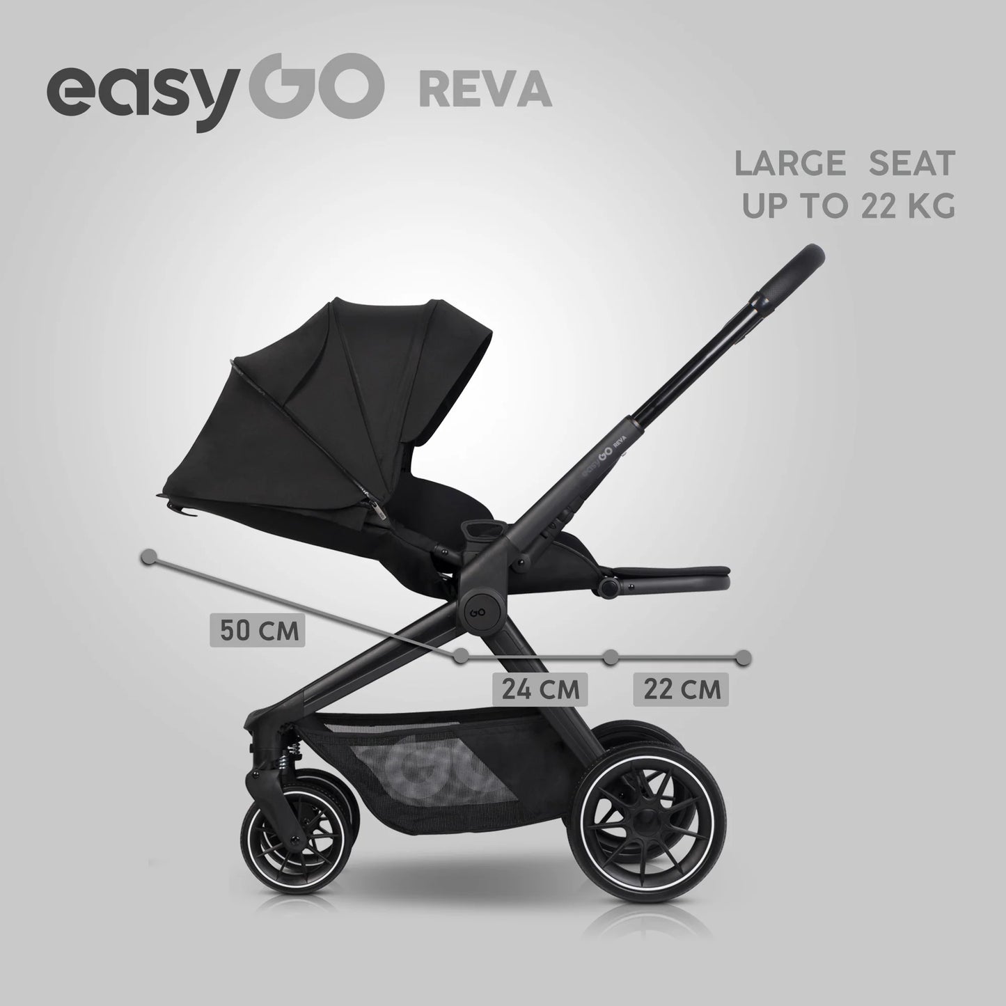 EasyGo REVA 2in1 babakocsi – Ebony Black