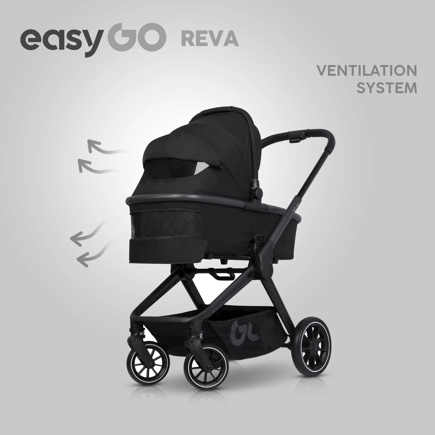 EasyGo REVA 2in1 babakocsi – Ebony Black