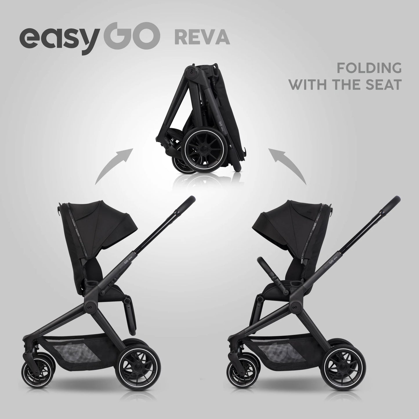 EasyGo REVA 2in1 babakocsi – Ebony Black