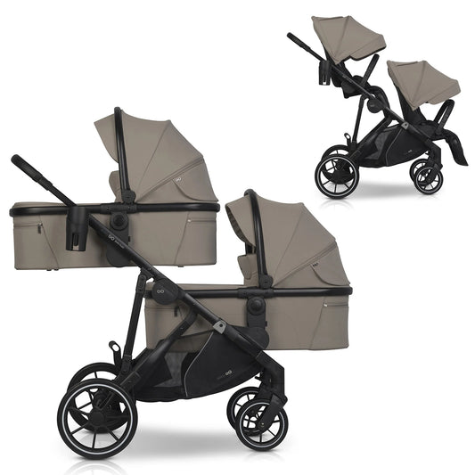 EasyGo Duoflex iker babakocsi 2 üléssel és 2 mózeskosárral – Savana Beige