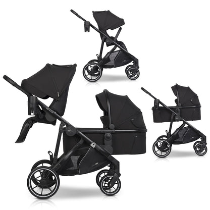 EasyGo Duoflex 2in1 babakocsi 1 üléssel és 1 mózeskosárral – Ebony Black