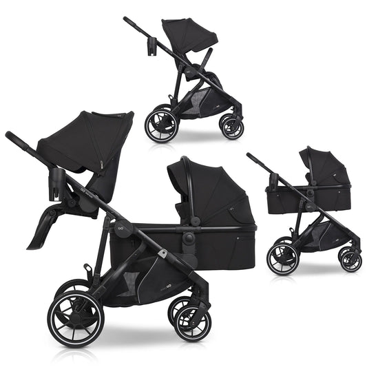EasyGo Duoflex 2in1 babakocsi 1 üléssel és 1 mózeskosárral – Ebony Black