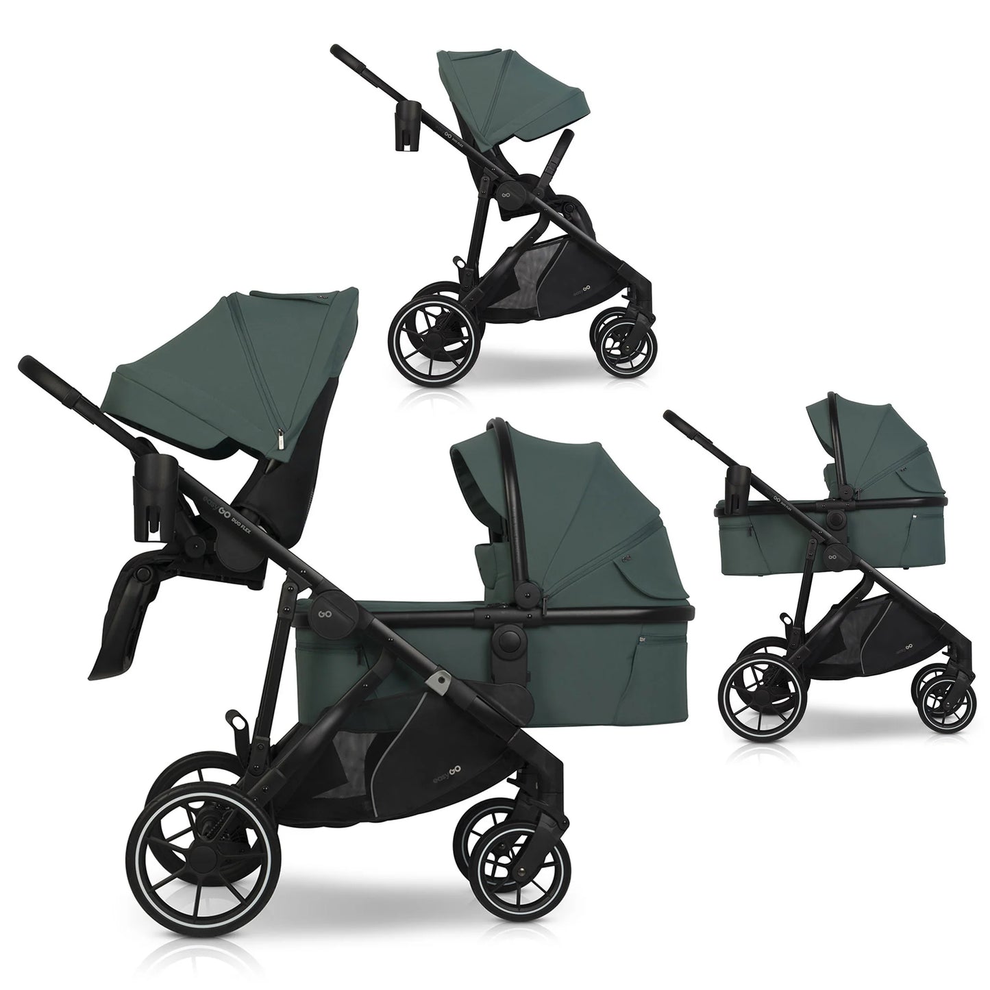 EasyGo Duoflex 2in1 babakocsi 1 üléssel és 1 mózeskosárral – Sage Green