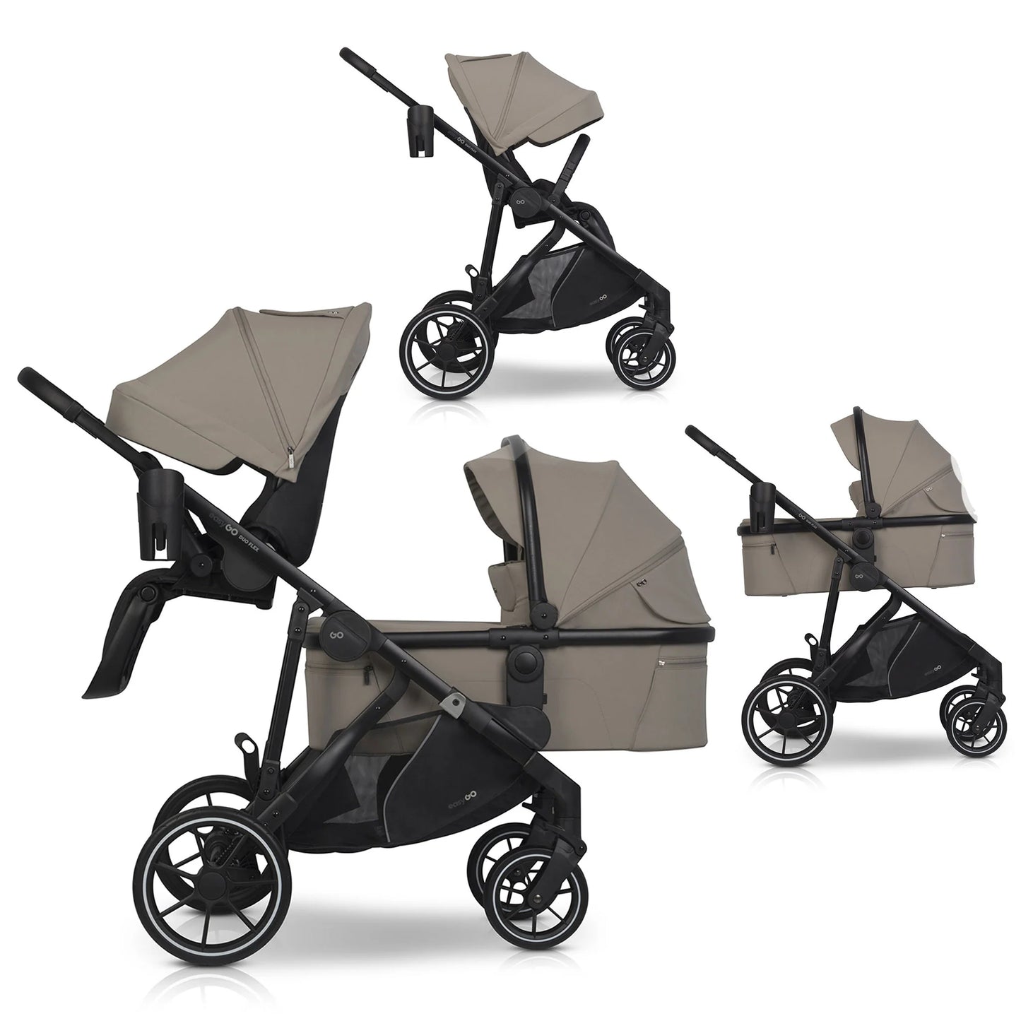 EasyGo Duoflex 2in1 babakocsi 1 üléssel és 1 mózeskosárral – Savana Beige