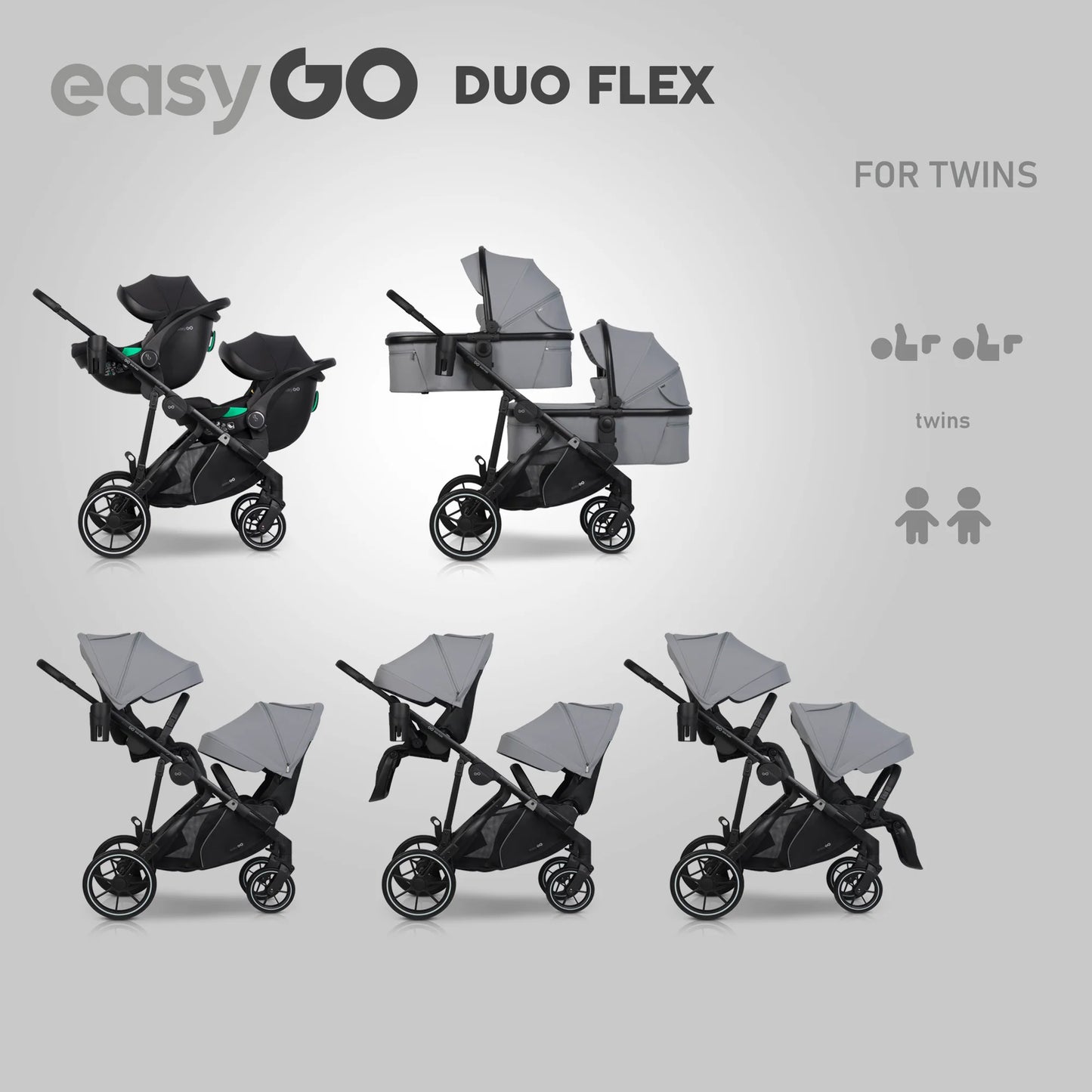 EasyGo Duoflex babakocsi – Cloudy Gray