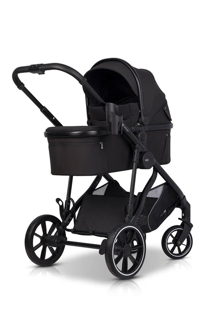 EasyGo Duoflex iker és testvér babakocsi 2 üléssel és 1 mózeskosárral – Ebony Black