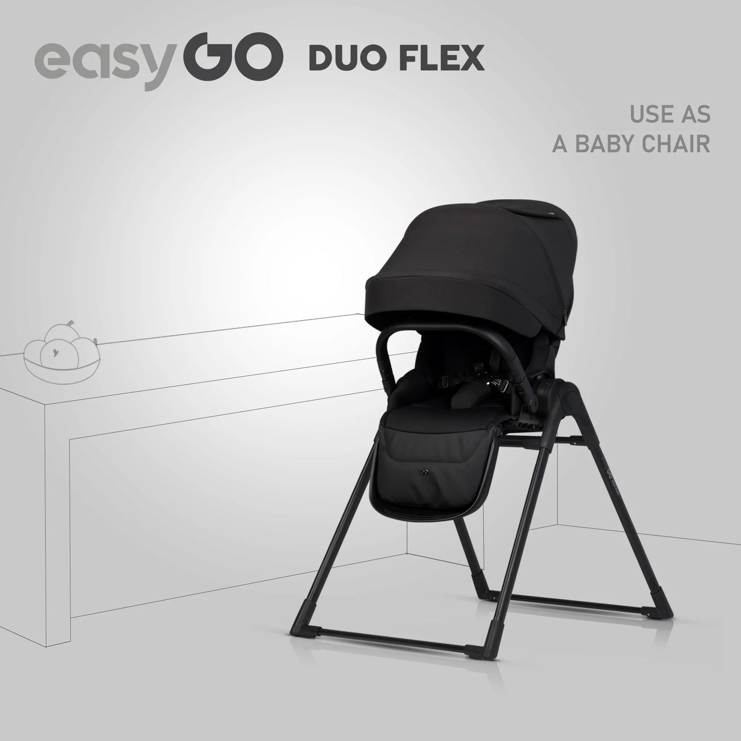 EasyGo Duoflex iker és testvér sport babakocsi 2 üléssel – Ebony Black