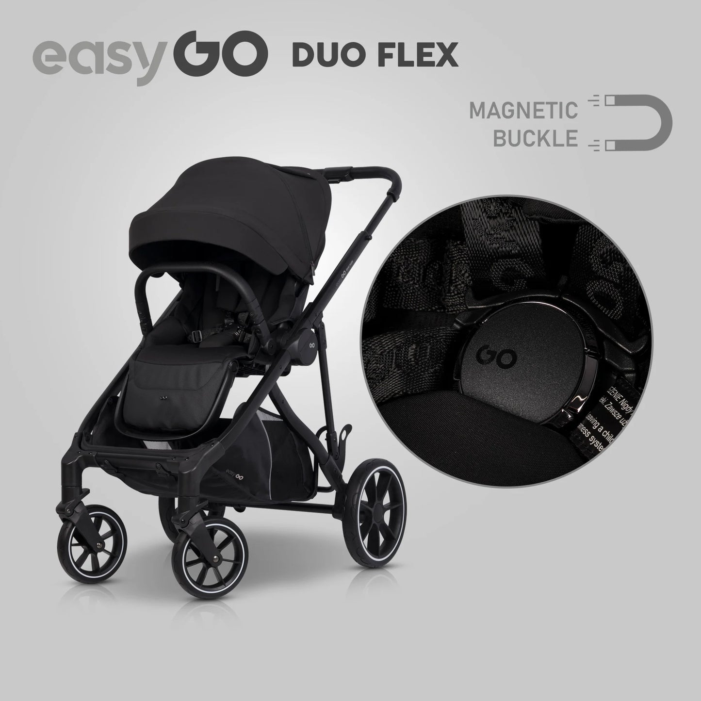 EasyGo Duoflex iker és testvér sport babakocsi 2 üléssel – Ebony Black