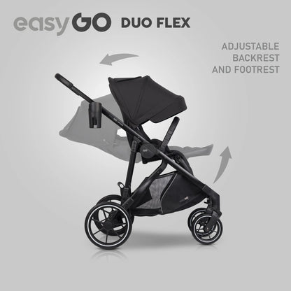 EasyGo Duoflex iker és testvér sport babakocsi 2 üléssel – Ebony Black
