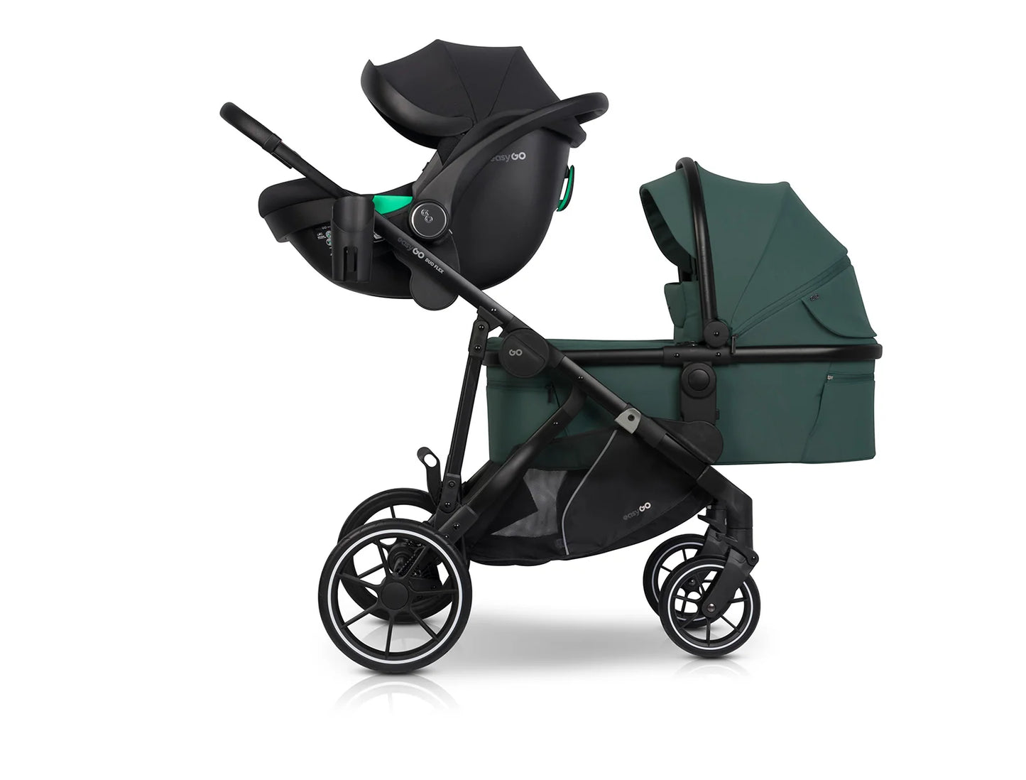 EasyGo Duoflex iker és testvér sport babakocsi 2 üléssel – Sage Green