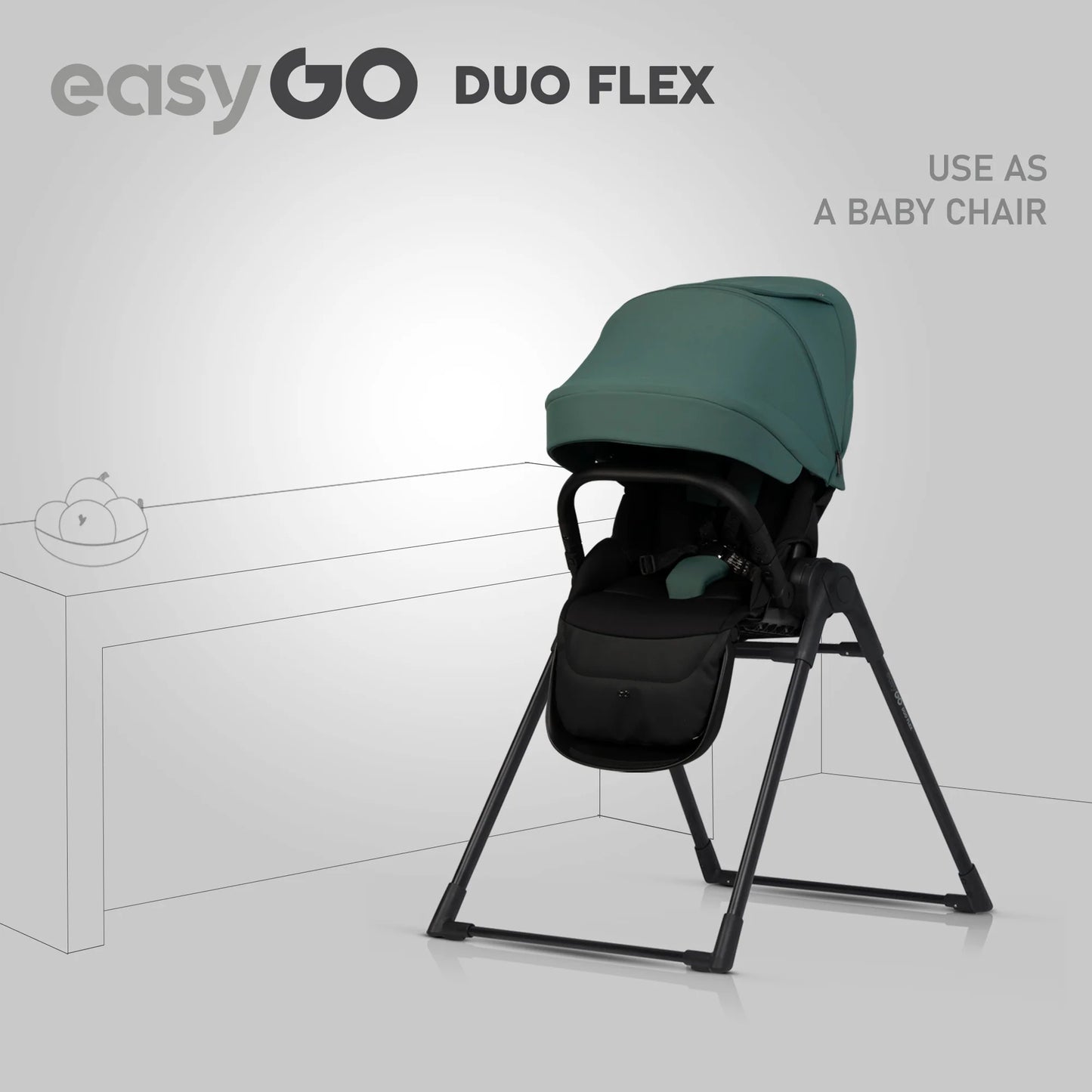 EasyGo Duoflex iker babakocsi 2 üléssel és 2 mózeskosárral – Sage Green