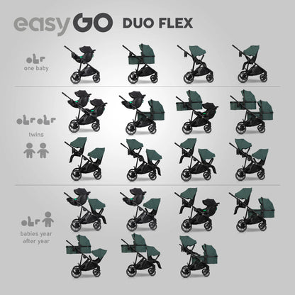 EasyGo Duoflex iker babakocsi 2 üléssel és 2 mózeskosárral – Sage Green