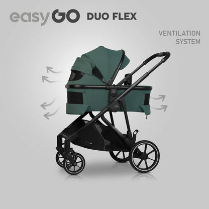 EasyGo Duoflex iker babakocsi 2 üléssel és 2 mózeskosárral – Sage Green