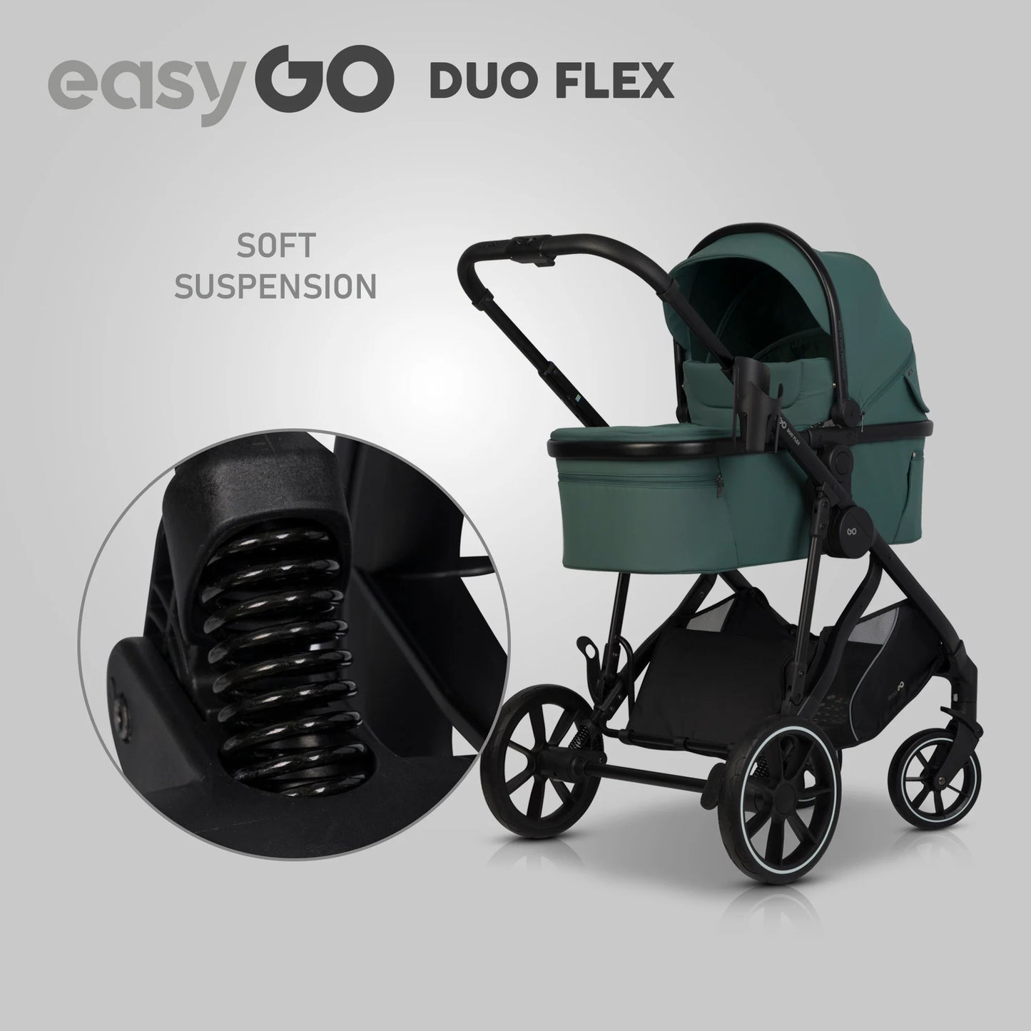 EasyGo Duoflex iker babakocsi 2 üléssel és 2 mózeskosárral – Sage Green