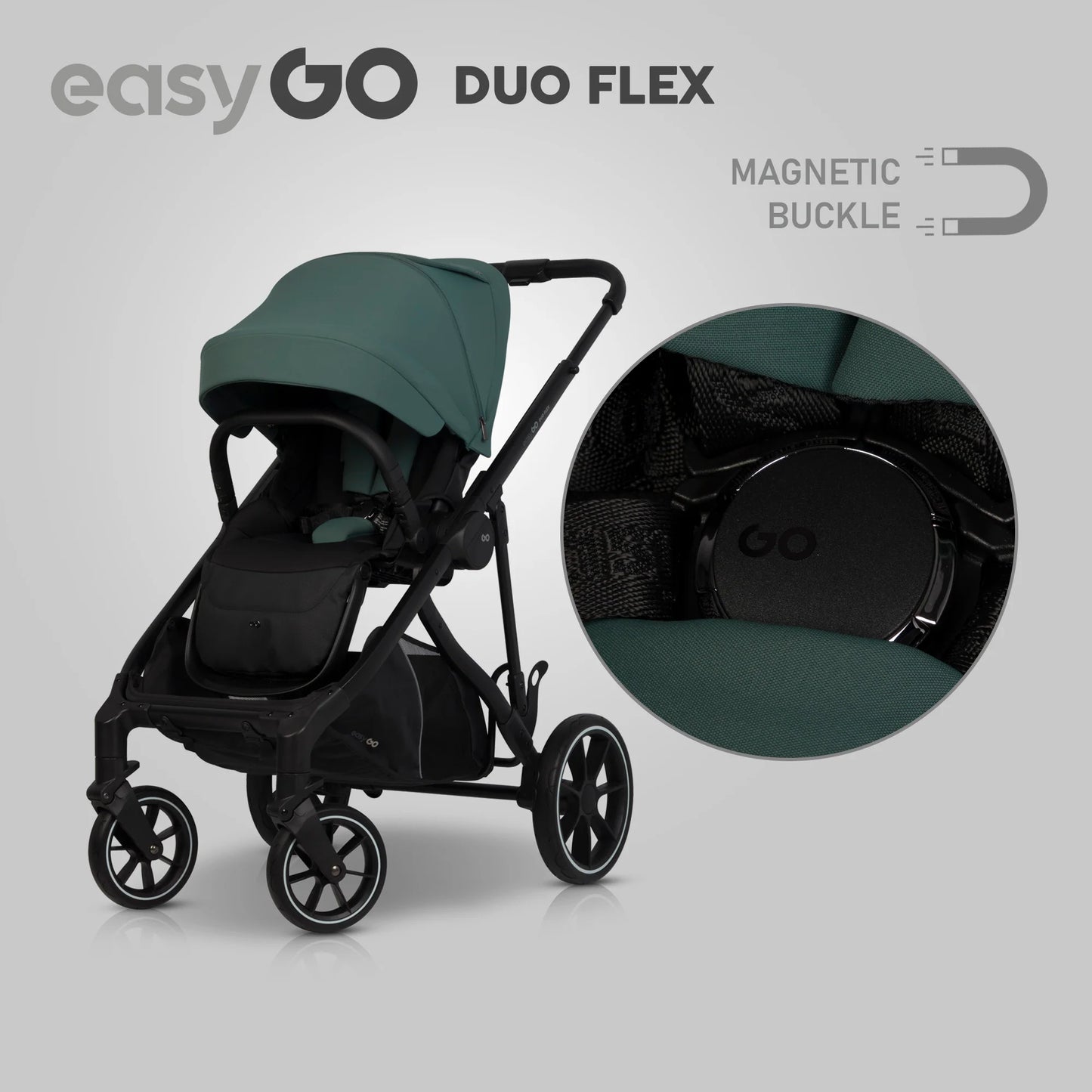 EasyGo Duoflex iker és testvér sport babakocsi 2 üléssel – Sage Green