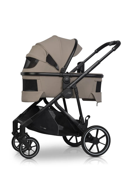 EasyGo Duoflex iker és testvér babakocsi 2 üléssel és 1 mózeskosárral – Savana Beige