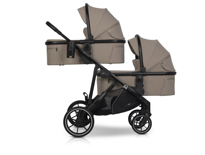 EasyGo Duoflex iker és testvér babakocsi 2 üléssel és 1 mózeskosárral – Savana Beige