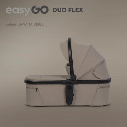 EasyGo Duoflex iker és testvér babakocsi 2 üléssel és 1 mózeskosárral – Savana Beige