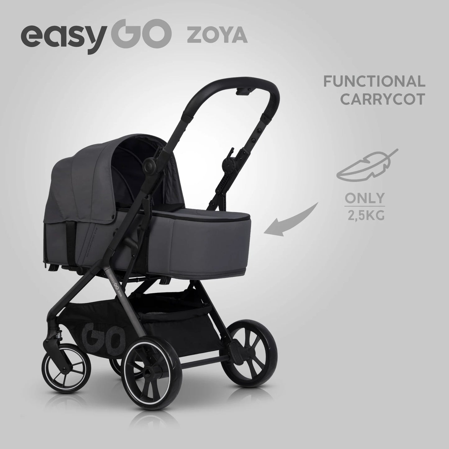 EasyGo Zoya 2in1 babakocsi táskával – Cloudy Gray