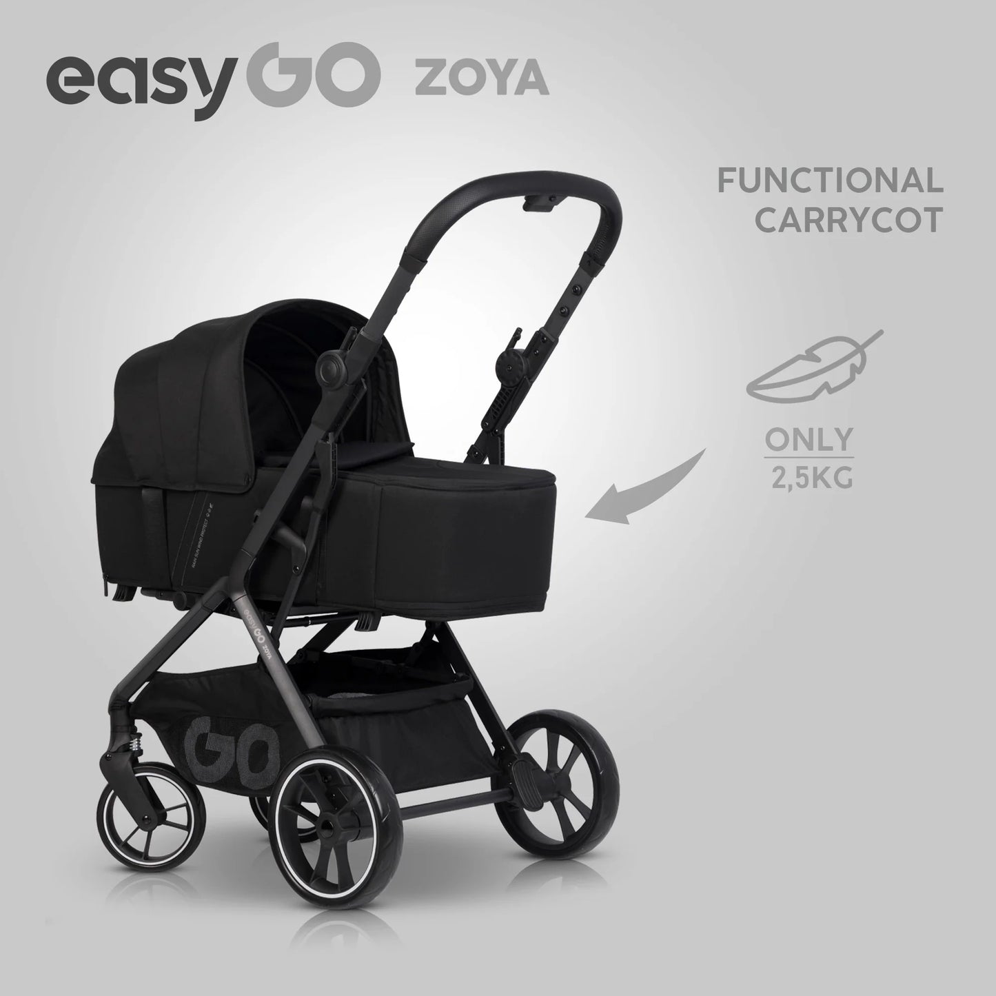 EasyGo Zoya 2in1 babakocsi – Ebony Black