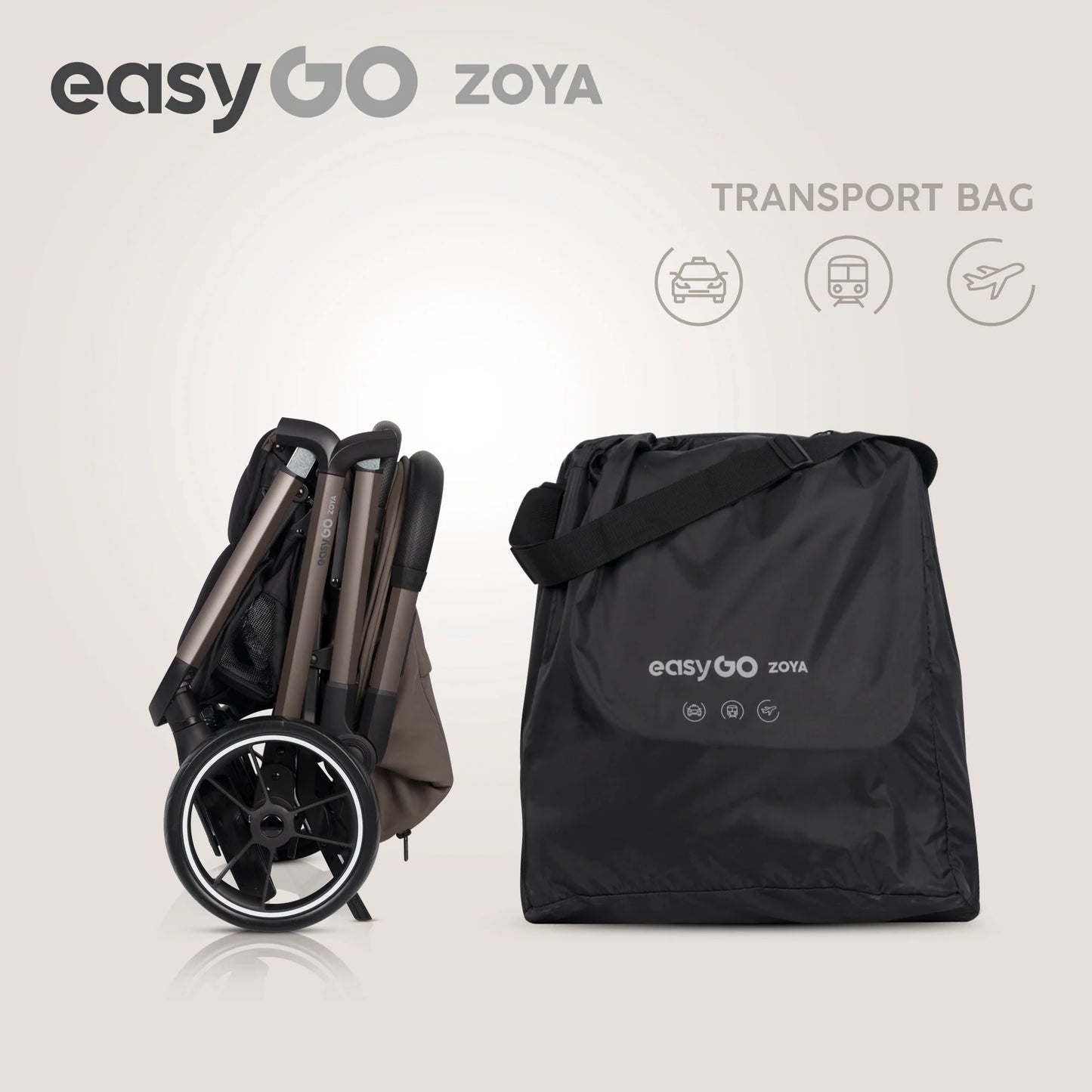 EasyGo Zoya 2in1 babakocsi táskával – Mokka