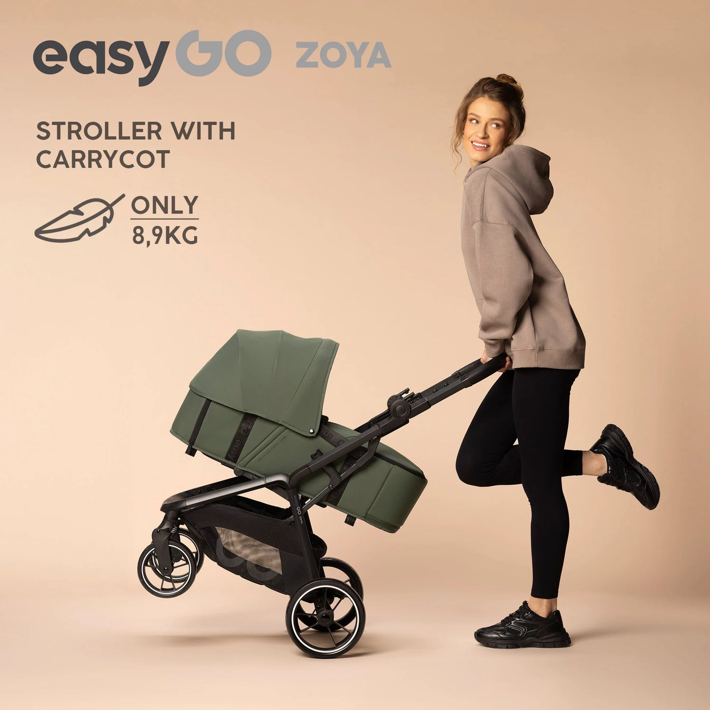 EasyGo Zoya 2in1 babakocsi táskával – Cloudy Gray