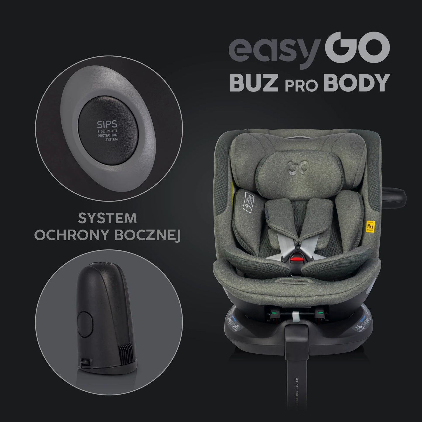 EasyGo BUZ PRO BODY i-Size autósülés 40–150 cm – Greener