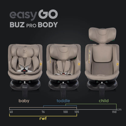 EasyGo BUZ PRO BODY i-Size autósülés 40–150 cm – Taupe