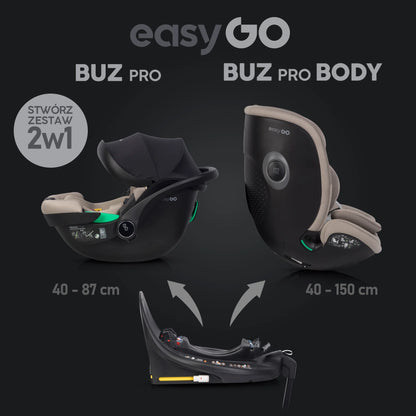 EasyGo BUZ PRO BODY i-Size autósülés 40–150 cm – Taupe