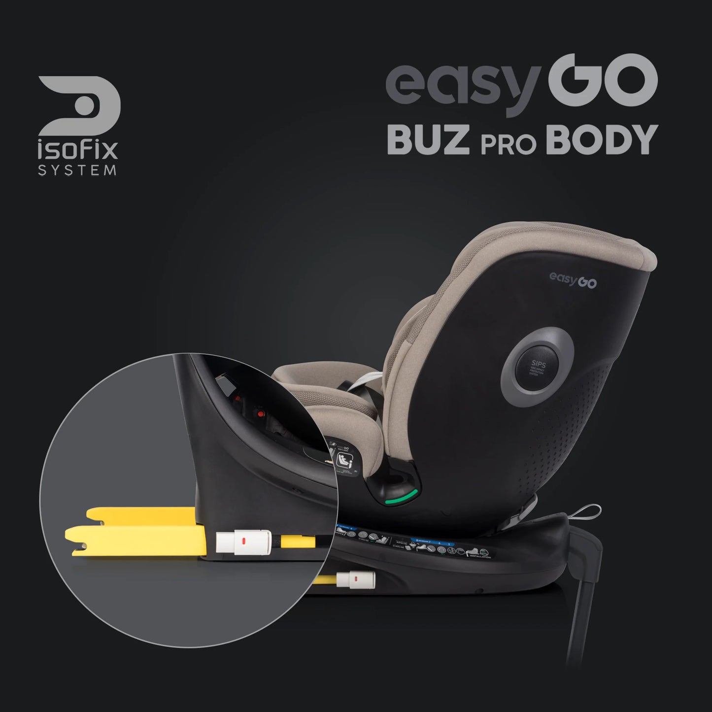 EasyGo BUZ PRO BODY i-Size autósülés 40–150 cm – Taupe