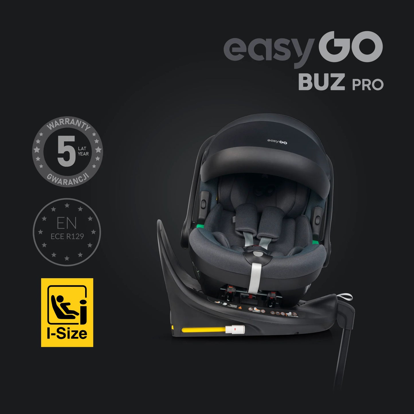 EasyGo Buz Pro i-Size autós hordozó forgatható ISOFIX bázistalppal – Granito