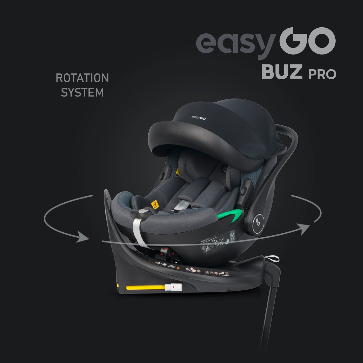 EasyGo Buz Pro i-Size autós hordozó forgatható ISOFIX bázistalppal – Granito