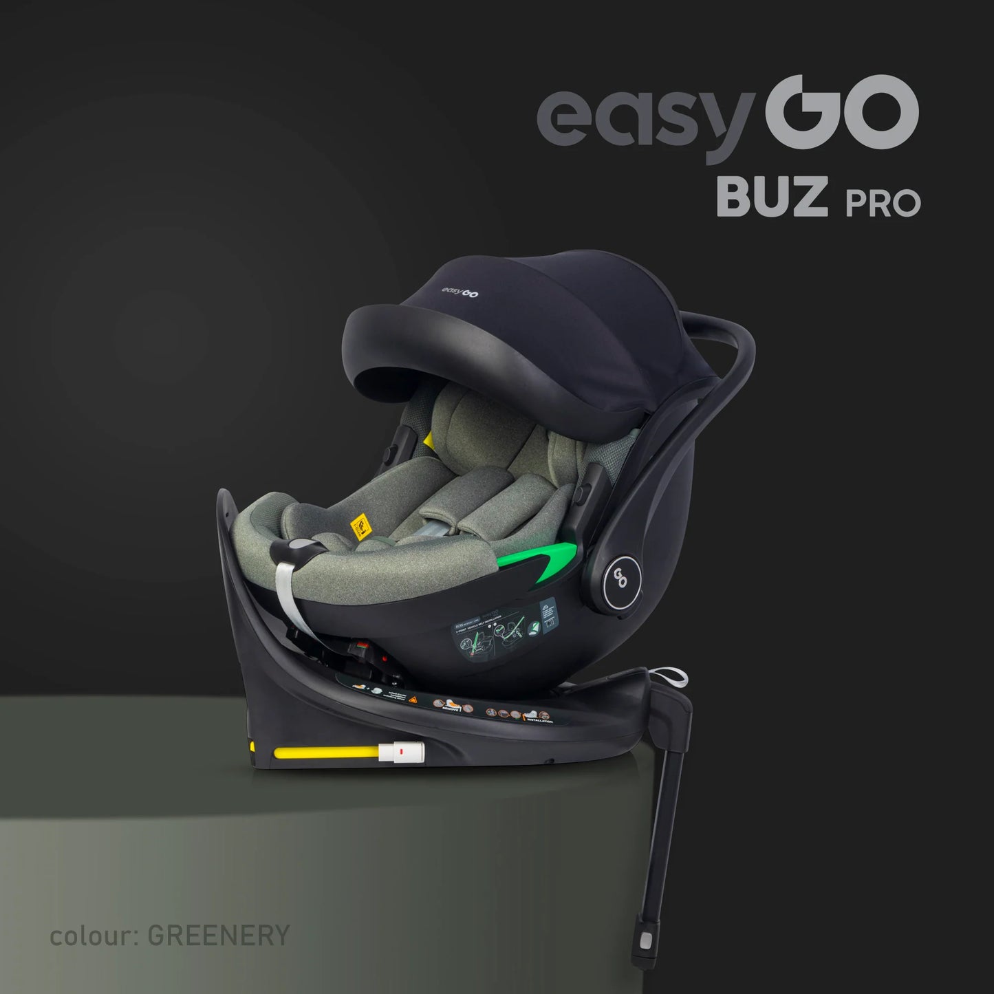 EasyGo Buz Pro i-Size autós hordozó forgatható ISOFIX bázistalppal – Greener