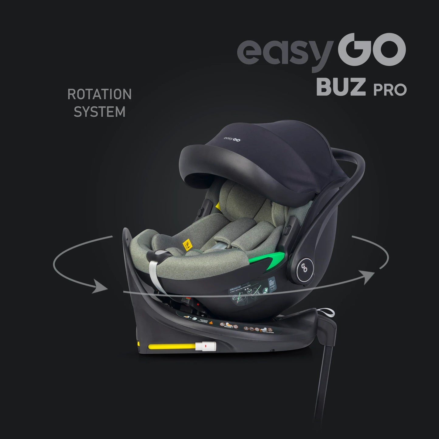 EasyGo Buz Pro i-Size autós hordozó forgatható ISOFIX bázistalppal – Greener