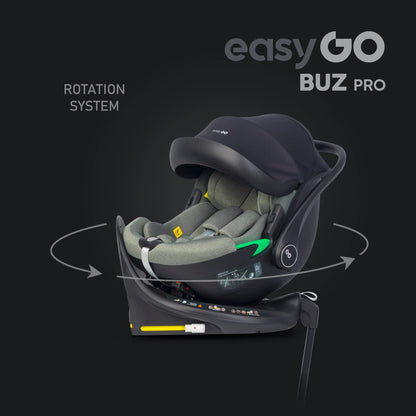 EasyGo Buz Pro i-Size autós hordozó forgatható ISOFIX bázistalppal – Greener