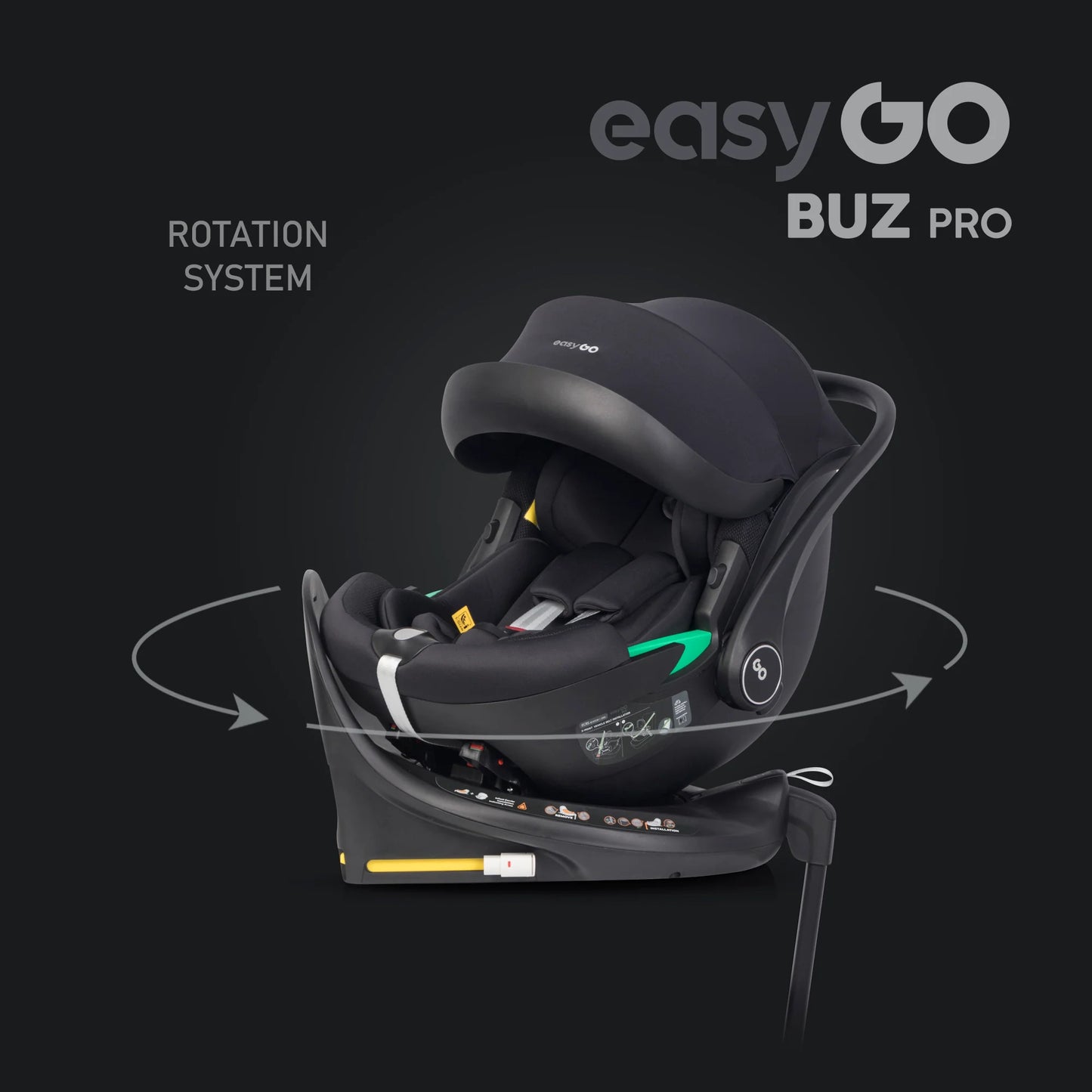 EasyGo Buz Pro i-Size autós hordozó forgatható ISOFIX bázistalppal – Ink