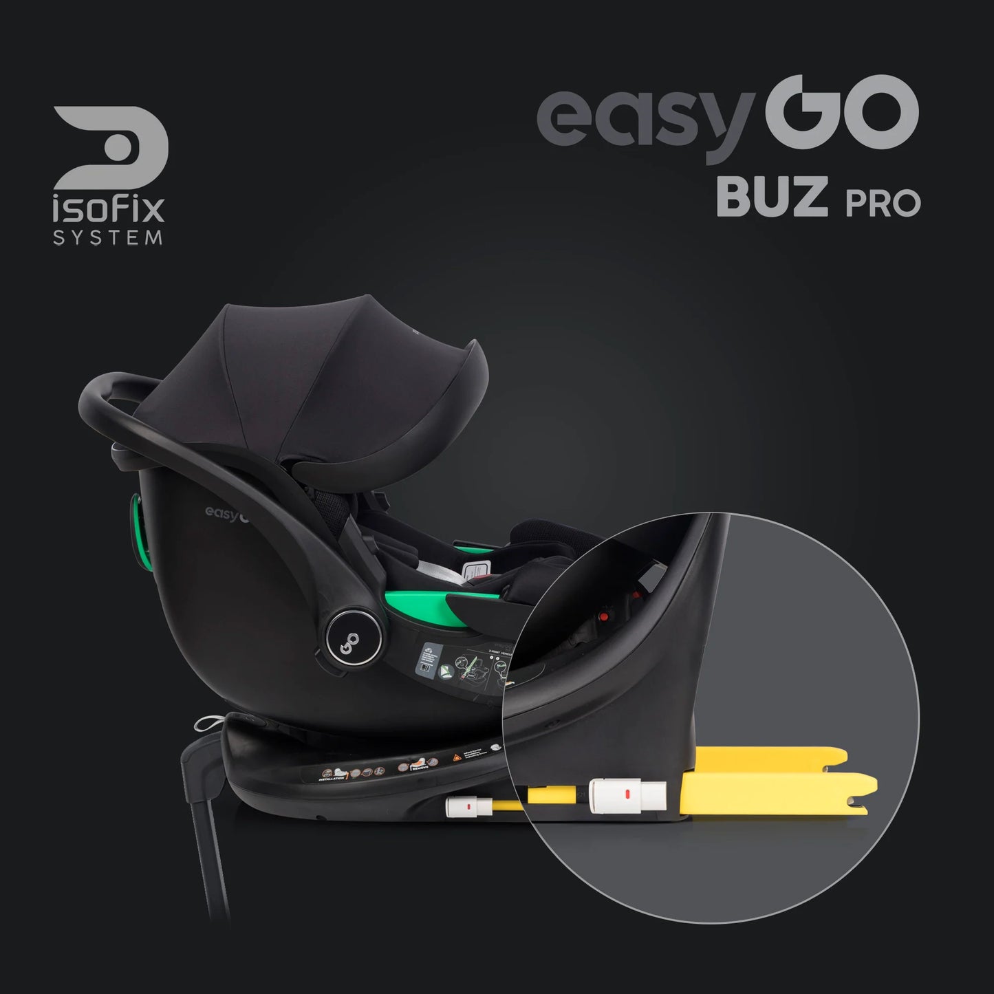 EasyGo Buz Pro i-Size autós hordozó forgatható ISOFIX bázistalppal – Ink