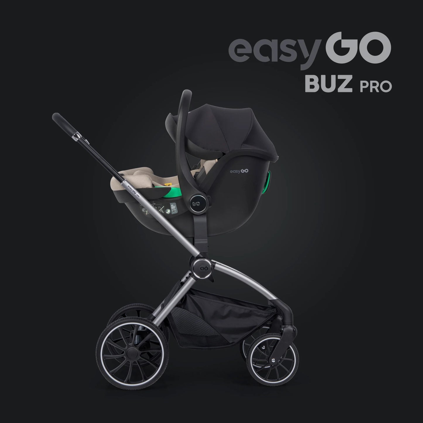 EasyGo Buz Pro i-Size autós hordozó forgatható ISOFIX bázistalppal – Taupe