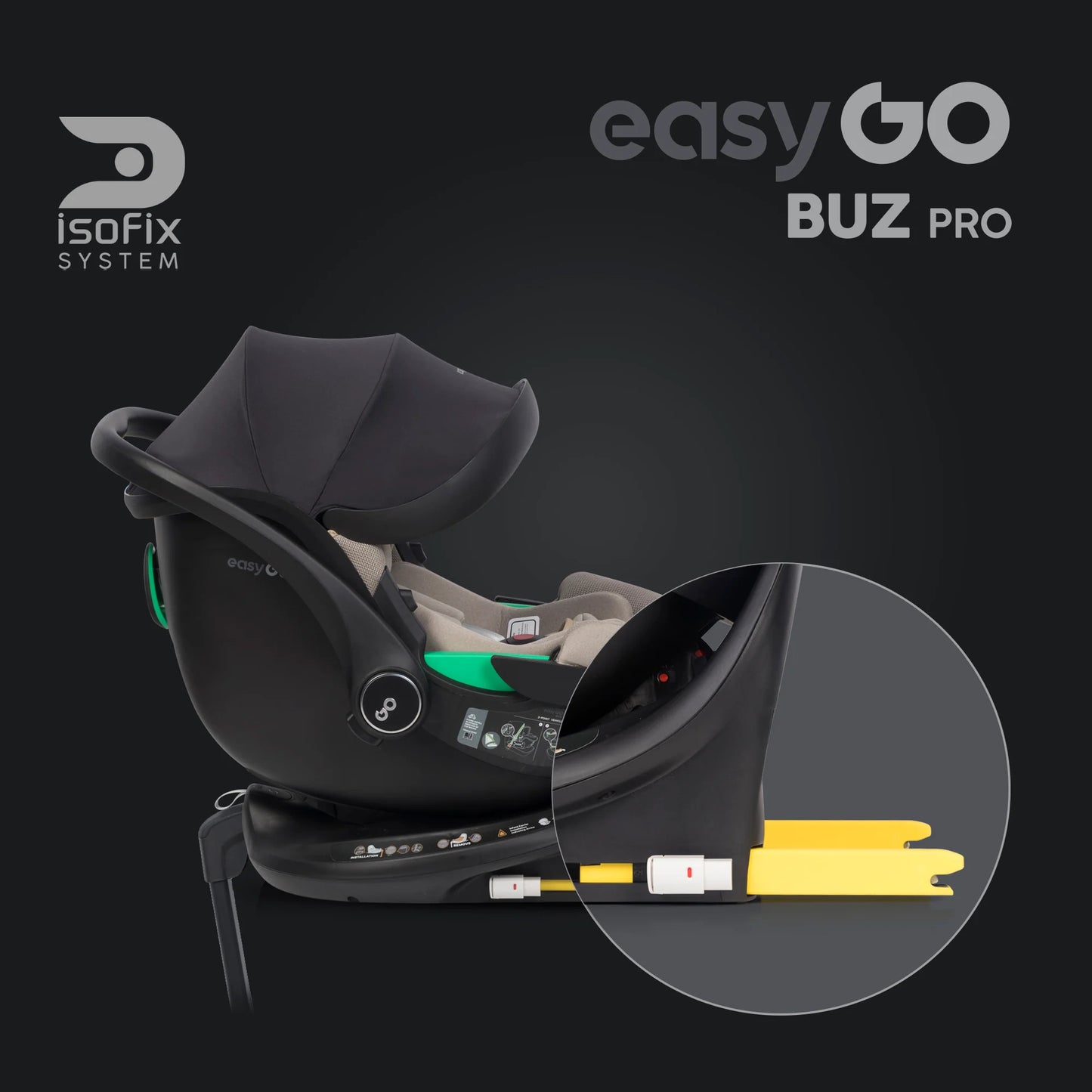 EasyGo Buz Pro i-Size autós hordozó forgatható ISOFIX bázistalppal – Taupe
